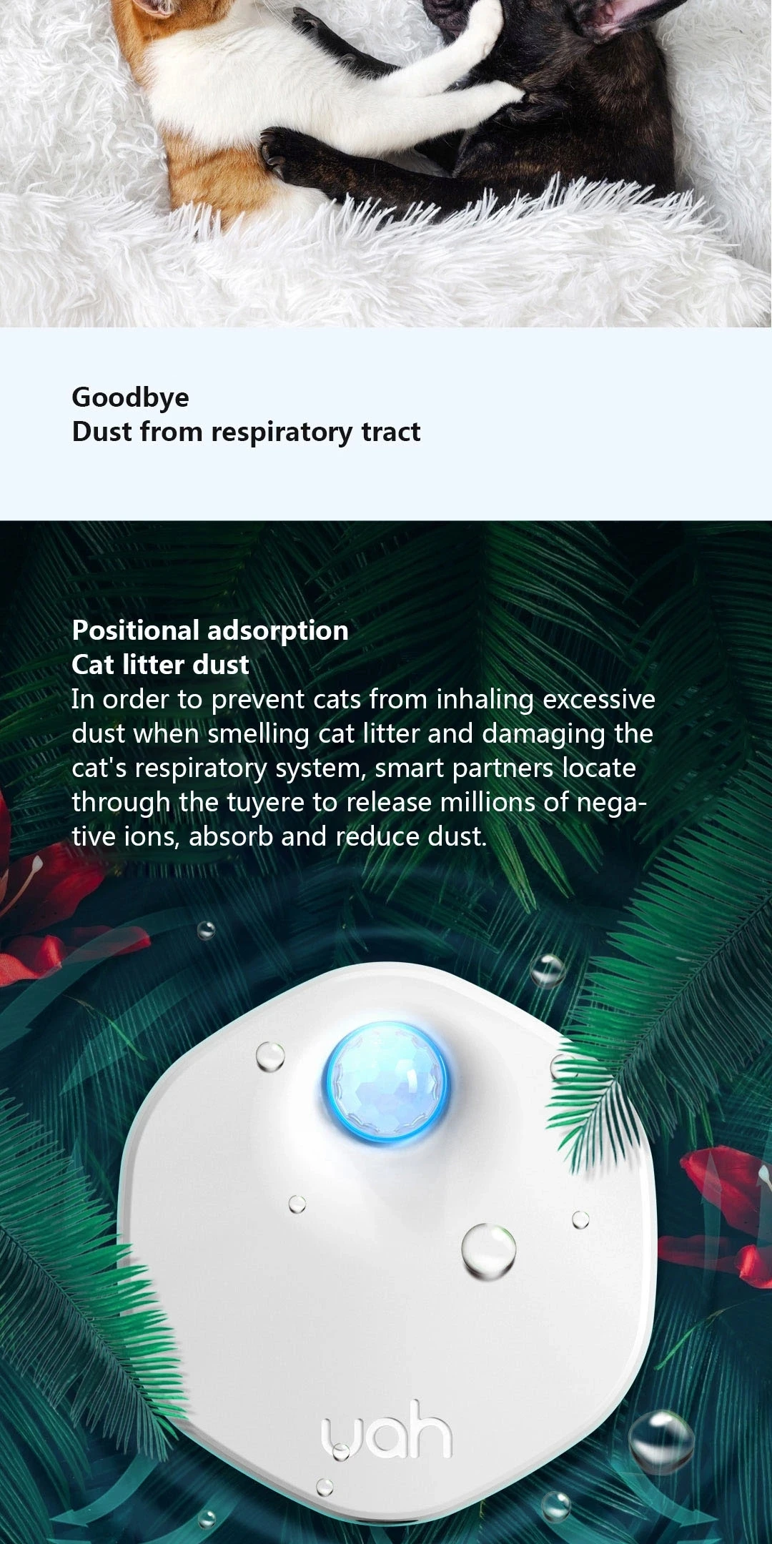 YouPin Uah Cat Litter Box Smart Deodorizer 24-hour Smart Monitoring Long Battery Life Positioning Adsorption Pet Smart Deodorize