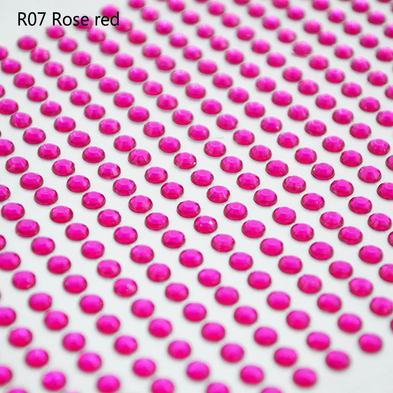 1 лист 3/4/5/6 мм Разноцветные самостоятельно самоклеящиеся стразы кристальная наклейка DIY Мобильный автомобильный Скрапбукинг Стразы для рукоделия Стикеры камнями - Цвет: R07-rose red