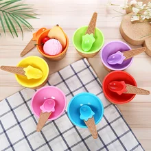 

Hot Rosiky Cute Baby Feeding Bowl Baby Double Layer Plastic Ice Cream Bowl Children Tableware Candy Color Bowl Baby Accessories