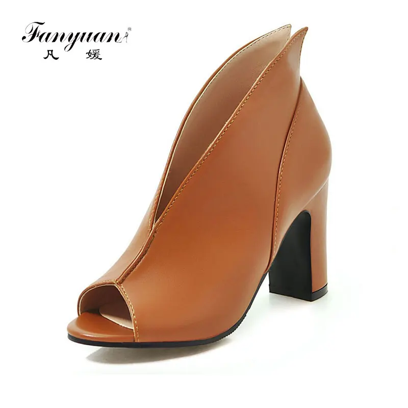 

fanyuan Brand New Big Size 34-43 Ladies High Heels Peep Toe Slip On Shoes Woman Casual Party Office Summer women's Pumps