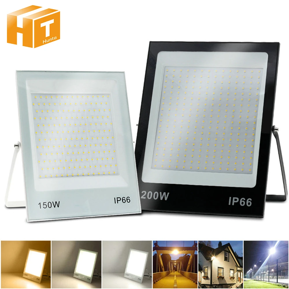 Foco de luz LED para exteriores, reflector de pared resistente al agua para garaje, y de 50W 100W 150W 200W 220 V, IP66|Focos LED| - AliExpress