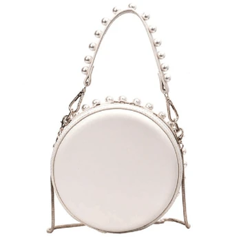 

NEW-Summer Small Fresh New Wild Lady Shoulder Bag Foreign Spirit Messenger Bag Evening Dress Pearl Round Wallet Handbag