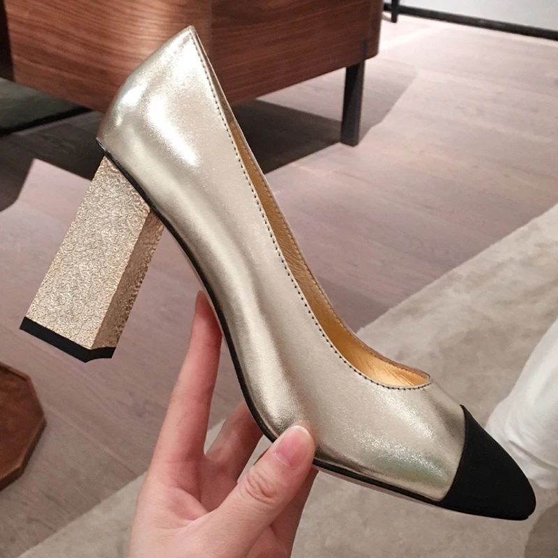 Элегантные модные туфли на высоком каблуке; высококачественные женские туфли-лодочки без застежки; женские туфли-лодочки с закрытым носком; женская обувь под офисное платье - Цвет: NO.4