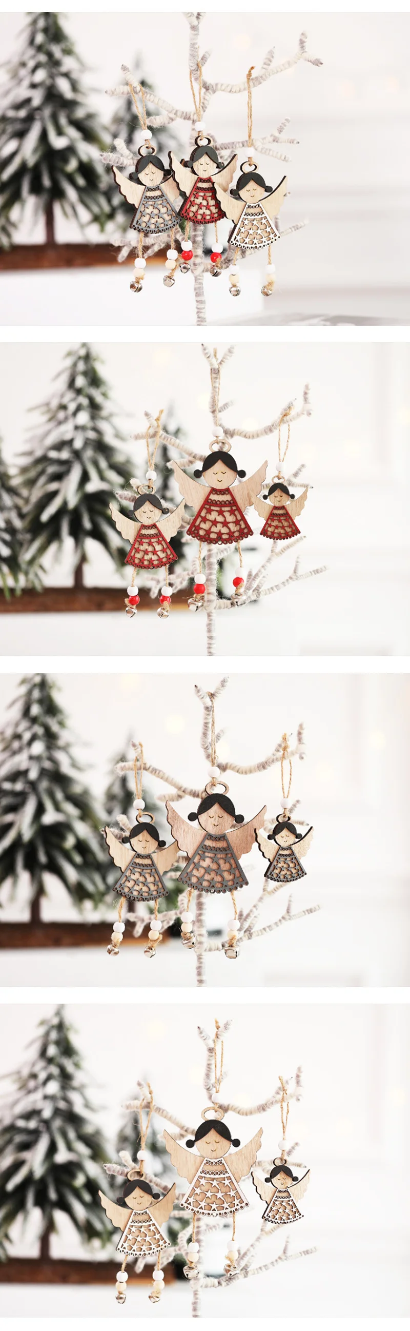Милый Ангел девочка деревянная подвесная Елочная игрушка украшения креативные окрашенные Ангел рождественские украшения для дома дети подарки