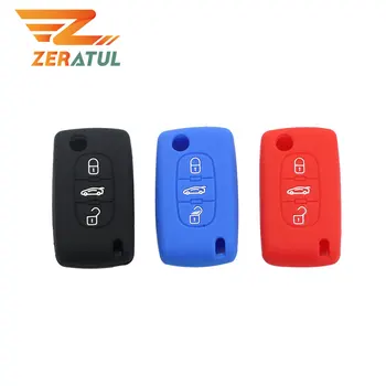 

For PEUGEOT 207 407 307 308 607 for Citroen C2 C4 C5 3 Button Flip Folding Car Key Case Silicone Cover Fob Rubber Skin Protect