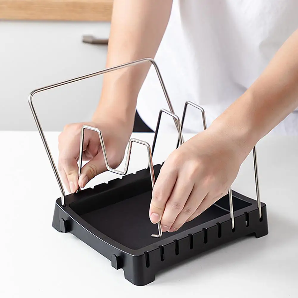 Kitchen Cookware Storage Rack Pan Lid Organizer Adjustable Bakeware