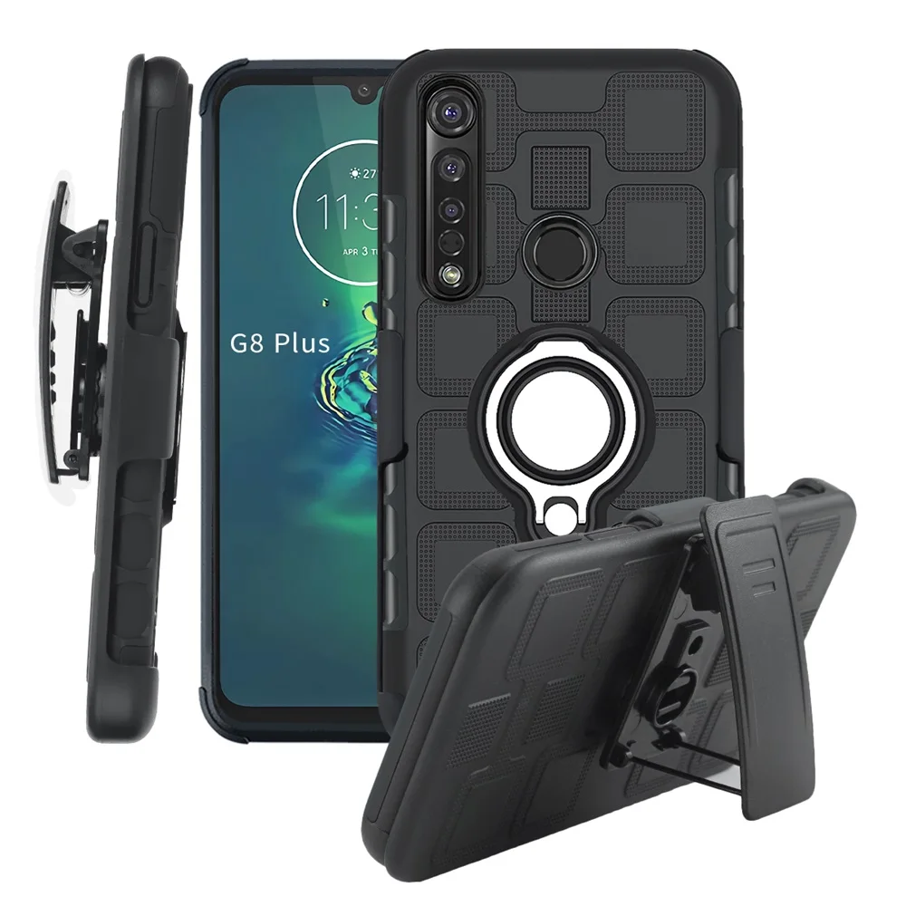Ударопрочный чехол для задней панели телефона Motorola Moto G8 Plus с держателем кольца moto