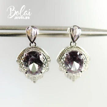 

bolaijewelry,Color changing created alexandrite oval 7*9mm,925 Sterling silver fine jewelry designed for women