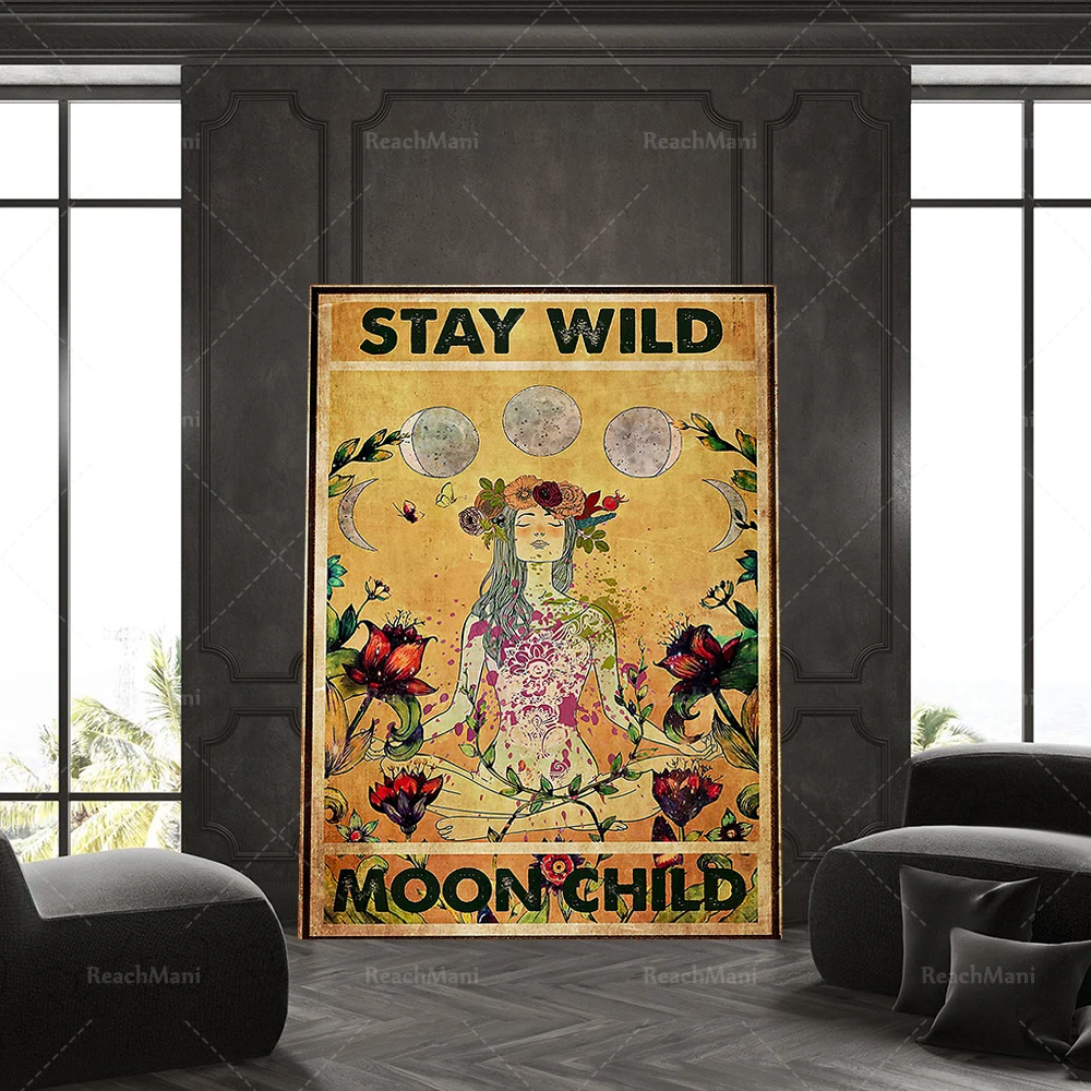 

Stay Wild Moon Child Posters, Hippie Gift, Spiritual Art, Wall Art Decor, Vintage Poster, Bedroom Art, Quote Posters