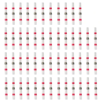 

50Pcs Solder Seal Wire Connectors, Heat Shrink Butt Connector Waterproof Insulated Electrical Butt Terminals For Automotive Mari