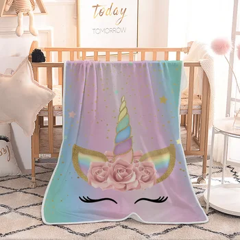 

Pink Unicorn Single Layer Fleece Blanket Microfiber Bedspread Baby Blanket Watching TV On Sofa Cooling Weighted Throw Blankets