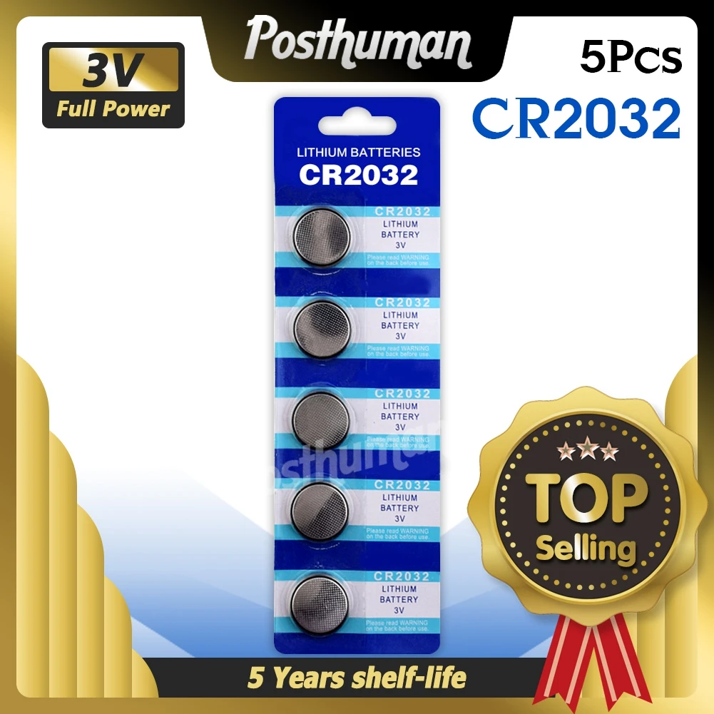 POSTHUMAN 5Pcs CR2032 CR 2032 Button Coin Cells Lithium Battery For
