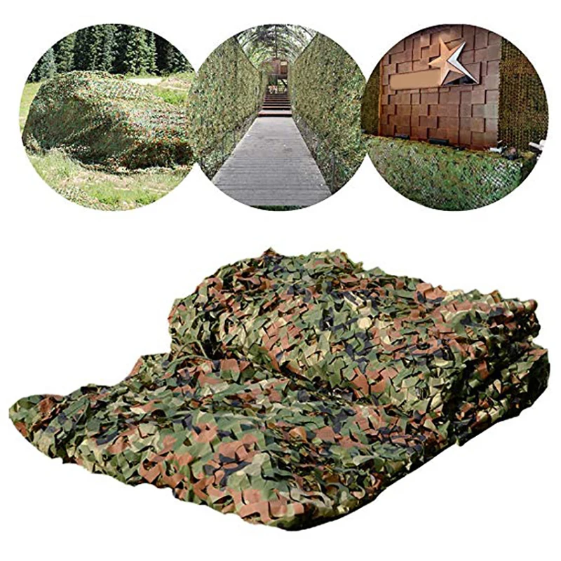 Camouflage Netting Sun Shelter 2mx10m 4m 3m 1.5mx3m 5m 7m Hunting Camouflage Nets Woodland Army Camo Netting Camping ShelterTent Shade Car