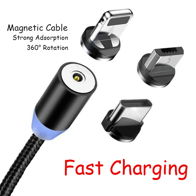 Магнитный usb кабель Garas 3 в 1 зарядный Type C/Mirco магнитный для зарядки android micro