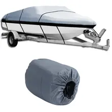 Universal 17-19ft Waterproof Heavy Duty 210D Oxford PU Coated Fabric Trailerable V Shape Gray Boat Cover Ship Accessory