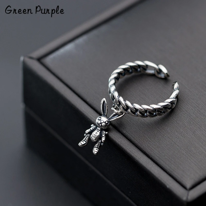 

925 Silver Rabbit Rings Punk Rock Jewelry Minimalism Charm Anel Bohemia Jewelry Vintage Bague Femme Anelli Rings for Women
