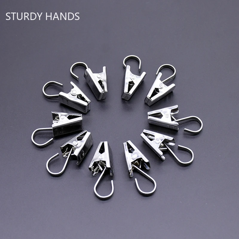 15pcs Curtain Clips Stainless Steel Clips for Hotel Store Bathroom Home 