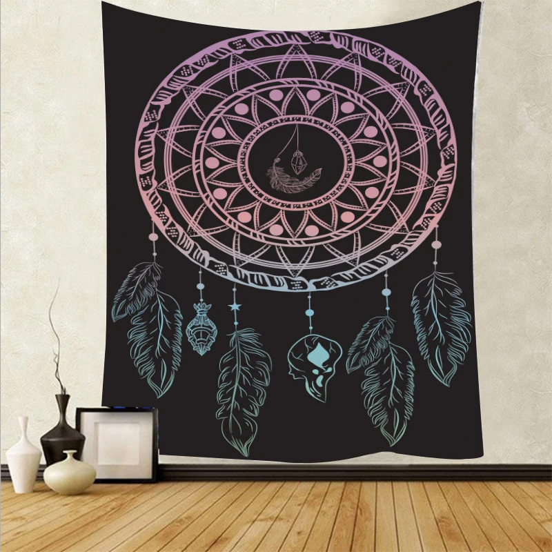 Dreamcatcher Tapestry Psychedelic Feather Wall Hanging Art Tapestries Wall Cloth Carpet Background Yoga Mat Home Decor tapestry decor