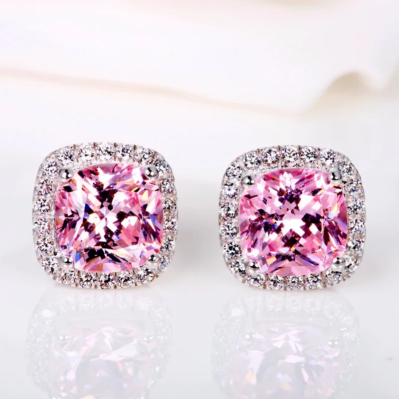 Elegant Vintage Silver Earrings with Yellow and Pink Stones