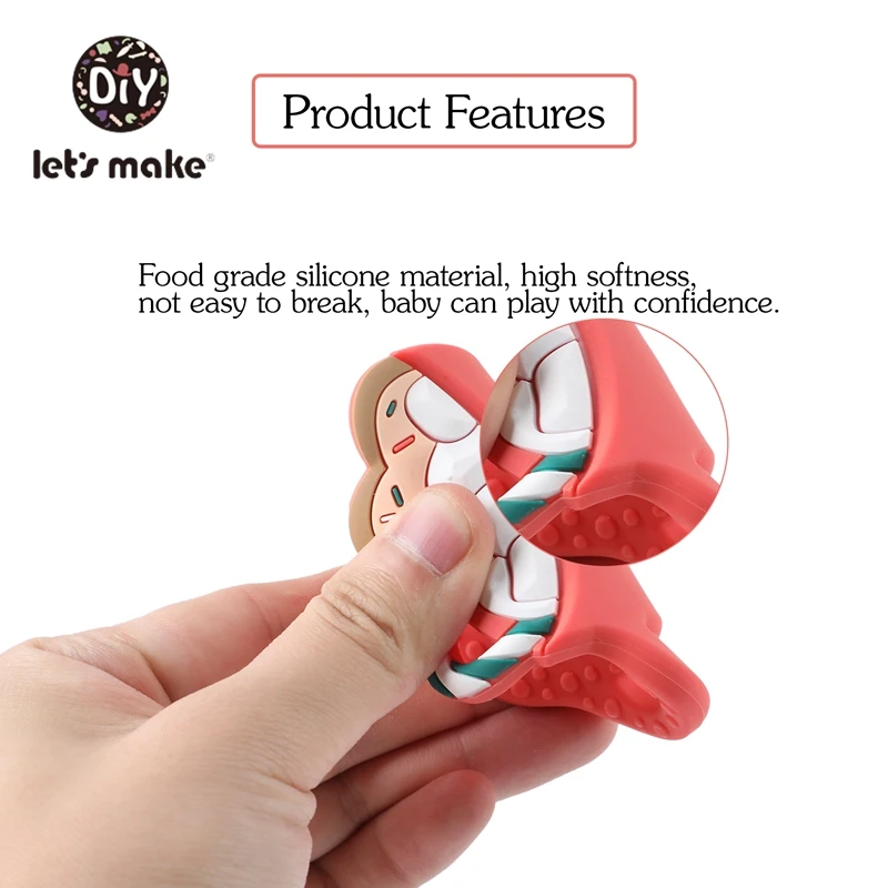 Let's Make 1pc Silicone Teethers Bpa Free DIY Pacifier Chain Teething Pendant Cartoon Smiley Coffee Cup Patented Baby Teether