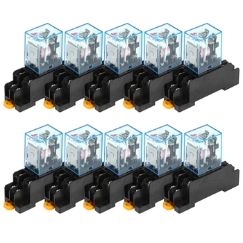 

New 10pcs AC220V Coil Power Relay Set LY2NJ 8-Pin 10A Relay Module with Socket Base