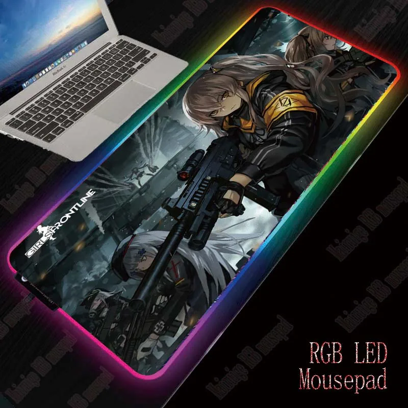 

XGZ Girls Frontline Anime RGB Gaming Mouse Pad Gamer Large Mouse Mat Computer Mousepad Led Backlight Mause Pad Keyboard Desk Mat