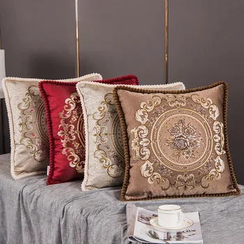 

European Style Jacquard Elegant Floral Decorative Cushion Covers For Car Sofa Home Decoration Square Classic Throw Pillow Case