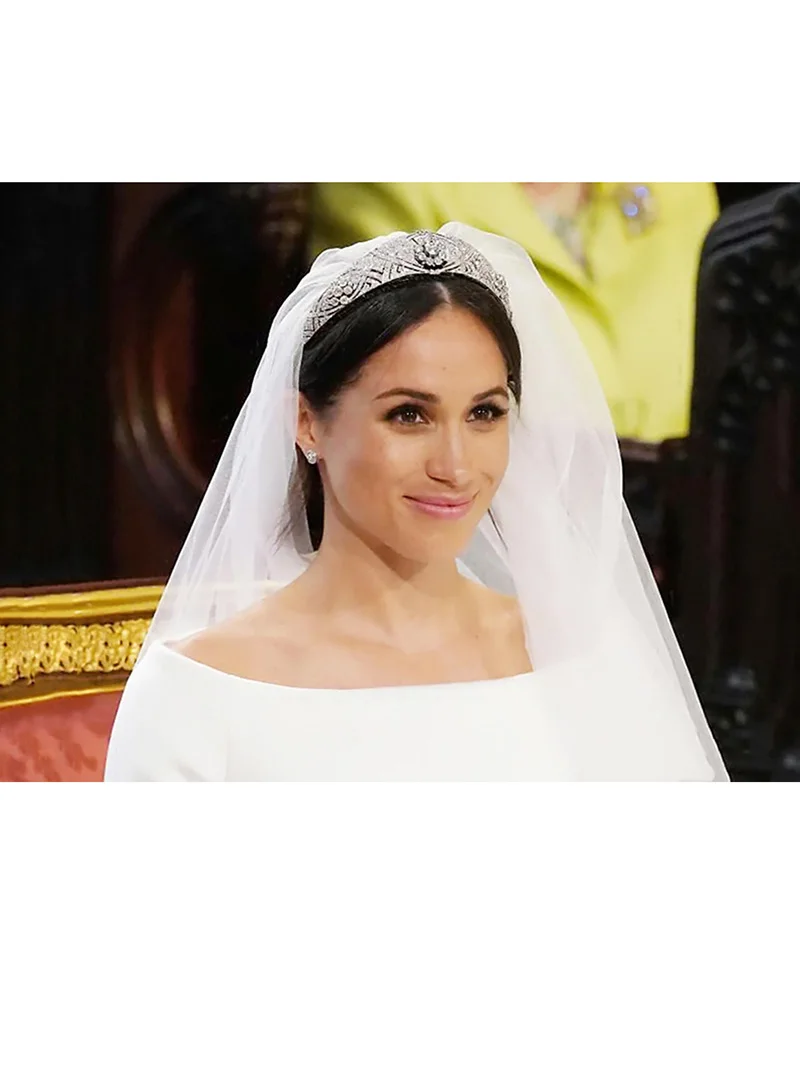 Luxury Meghan Markle Princess Crown With 1 5m Bandanas Royal Wedding Hair Accessories Headdress Tiaras Royal Wedding Women S Hair Accessories Aliexpress