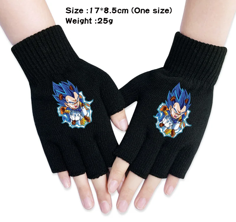 Аниме перчатки Dragon Ball Z Мультяшные перчатки Goku Vegeta Saiyan варежки Зимние теплые вязаные перчатки на полпальца подарок - Цвет: Y