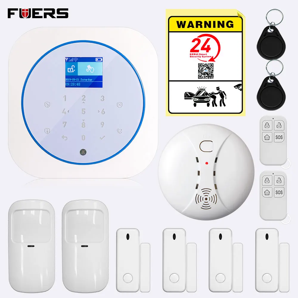 kit3 G12 1,8 дюймов панель беспроводной WiFi GSM Противоугонная сигнализация дистанционное управление RFID Tuya APP домашняя система охранной сигнализации - Цвет: kit3