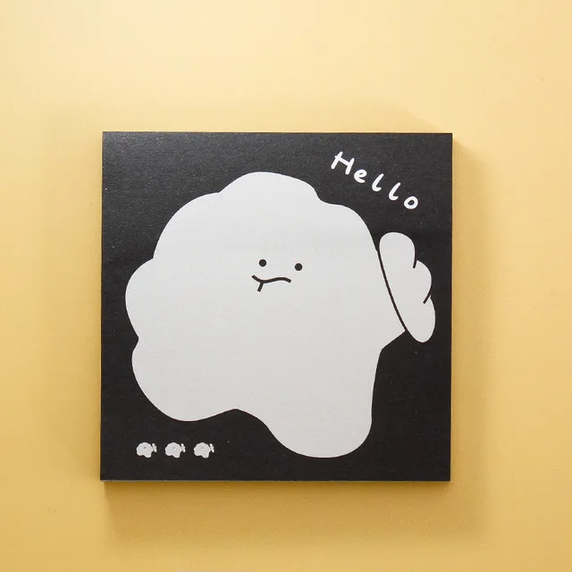 80Page Korean Notebook INS Wind Cartoon Animal Fruit Girl Pattern Horizontal Line Memo Pads Color N Message Cute Sticky Notes 4 Alien animal black