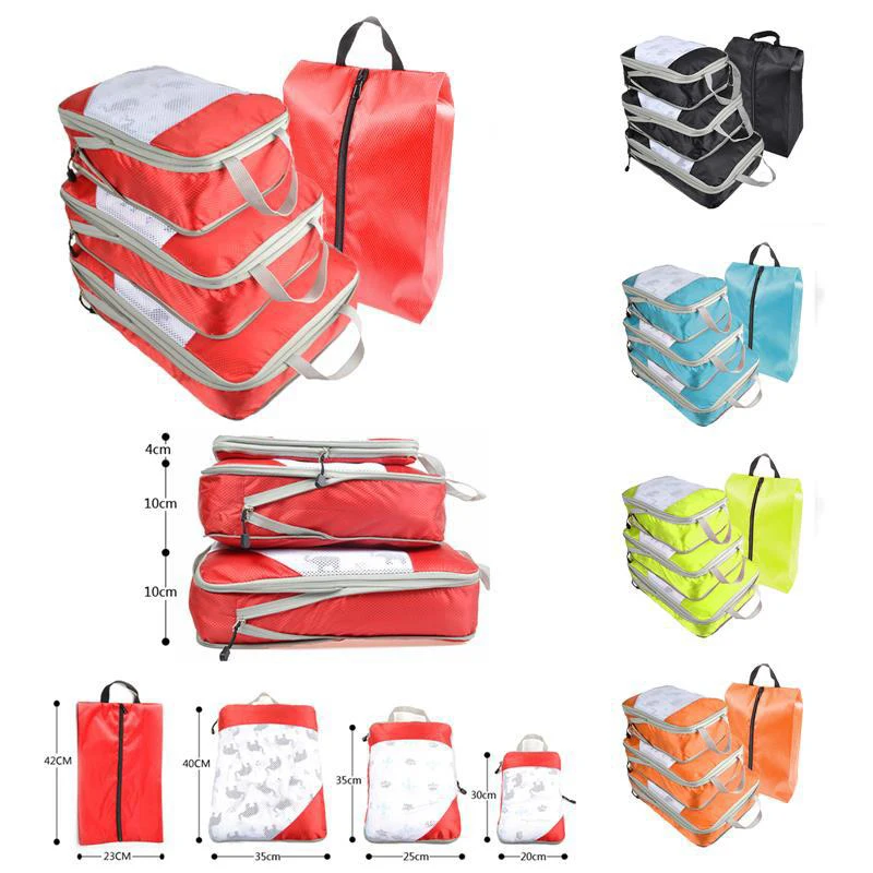 New 4Pcs Waterproof Portable Clothes Storage Bag Set Folding Closet Organizer Pillow Quilt Blanket For Travel | Дом и сад