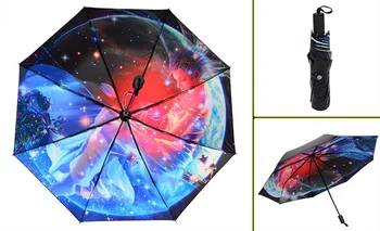 

Creative 12 Constellations Folding umbrella,3 Folding Black Coating Sunshade Rainy Women Man Anti UV 8K Windproof Parasol