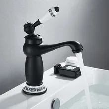 HOTBEST Black Basin Bath Faucet European Retro Single Handle Black Chrome for Cold and Hot Water Sink Mixer Tap Mixer