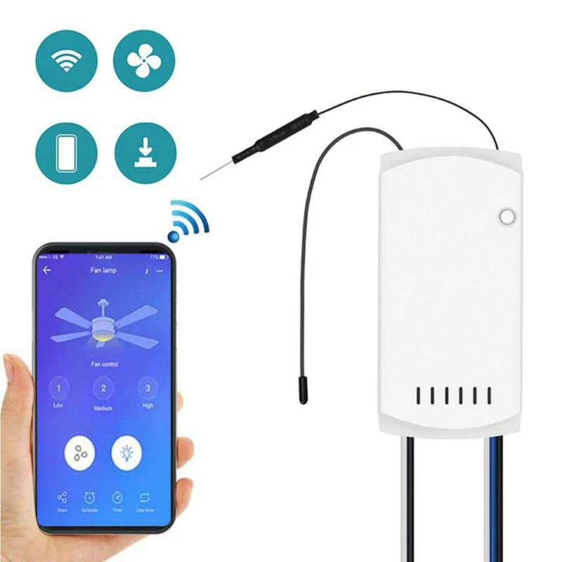 WiFi смарт-Управление; приложение Дистанционное Управление потолочный вентилятор-светильник переключатель Скорость регулировки AC100-240V 50/60Hz 5A для включения/выкл вентиляторы светильник s