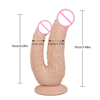 Double Ended Dildo Realistic Penis with Suction Cup Women Masturbation Sex Toy for Woman Bring you a perfect sex experience 5