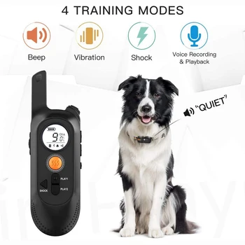 

DogTraining Collar Rechargeable Waterproof Shock Absorbing Collar with Voice Command Adjustable Impact Level Electric Dog Collar