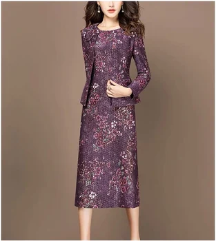 

2020 Spring Summer Purple Noble Mother Of The Bride Dresses with Jacket Lace Wedding Events Party Prom Women Dresses Full Sleeve