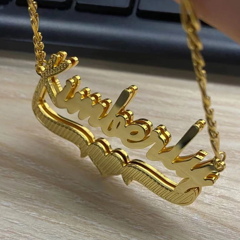 Collana Personalizzata Con Nome Doppio Strato – Placcata Oro 18K – Regalo Per Donna, Fidanzata, Moglie O Mamma