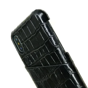 

Solque Real Genuine Leather Mobile Phone Cases For iPhone X XS Max 10 Luxury 3D Crocodile Ultra Thin Card Slot Hard Back Cover