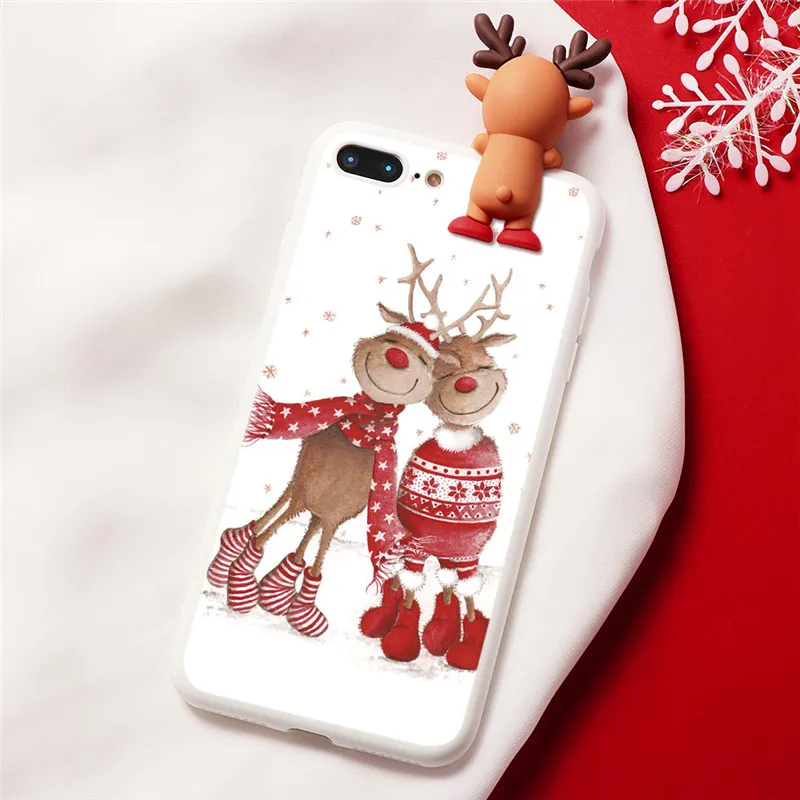 Новогодний роскошный чехол с 3D изображением Санта Клауса, рождественского оленя, белого медведя для iPhone 8, 7, 6, 6S Plus, X, XR, XS, 11 Pro, чехол из ТПУ с рождественским рисунком - Цвет: Klbd-sd2lu