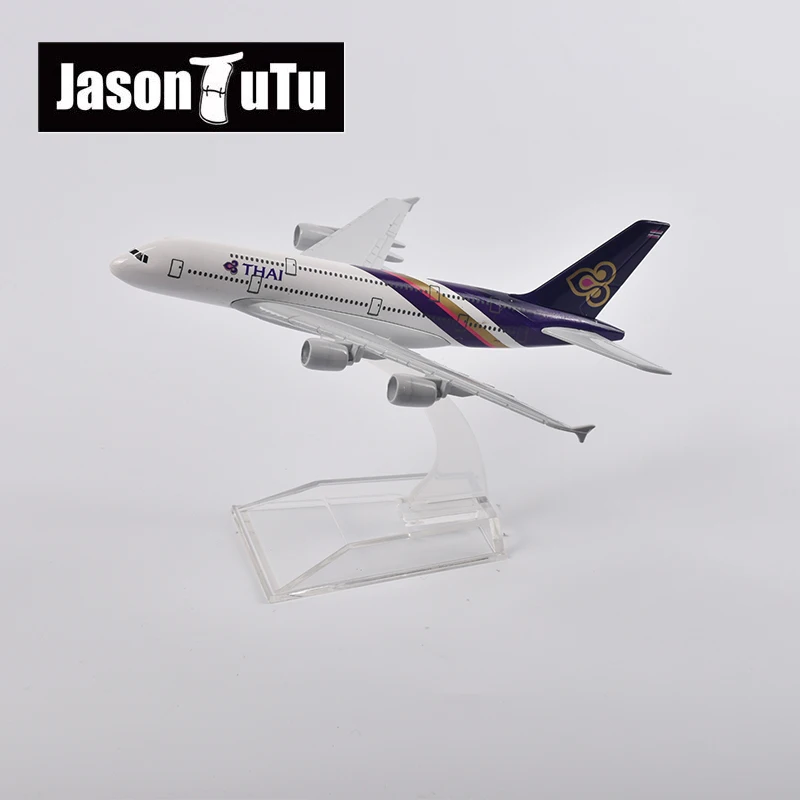 JASON TUTU 16cm Air Thai Airbus A380 Airplane Model Plane Model Aircraft Diecast Metal 1/400 Scale Planes Factory Dropshipping 1 500 scale 14cm model a380 japan ana airlines blue turtle lani airplanes plane alloy aircraft collection display for child toy