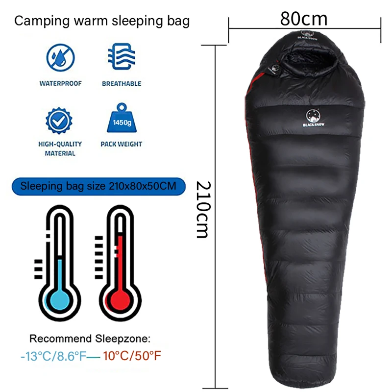 Camping Sleeping Bag White Goose Down Filled Adult Mummy Style Double Splicing Sleeping Bag Winter Thermal For Outdoor Travel 6