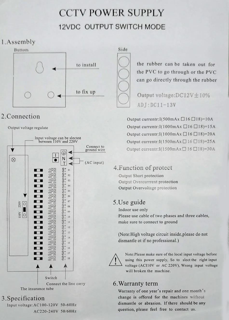 12V 20A импульсный источник питания 18 ch камера блок питания светодиодный светильник мониторинг специализированный источник питания 110V или 220VAC