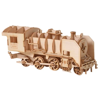 

Wooden Model Building Kits Toys DIY 3D Puzzle Wooden Toy Steam Locomotive Hobbies Gift for Children Adult Fashion