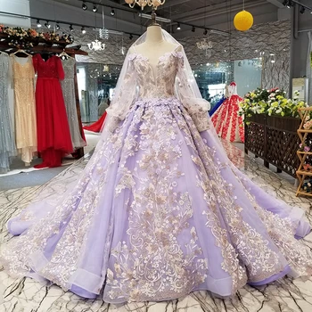 

BGW 21726ht Lace Flowers Puffy Purple Evening Dress Sweetheart Off Shoulder Ball Gown Party Dress High Quality Quick Shipping