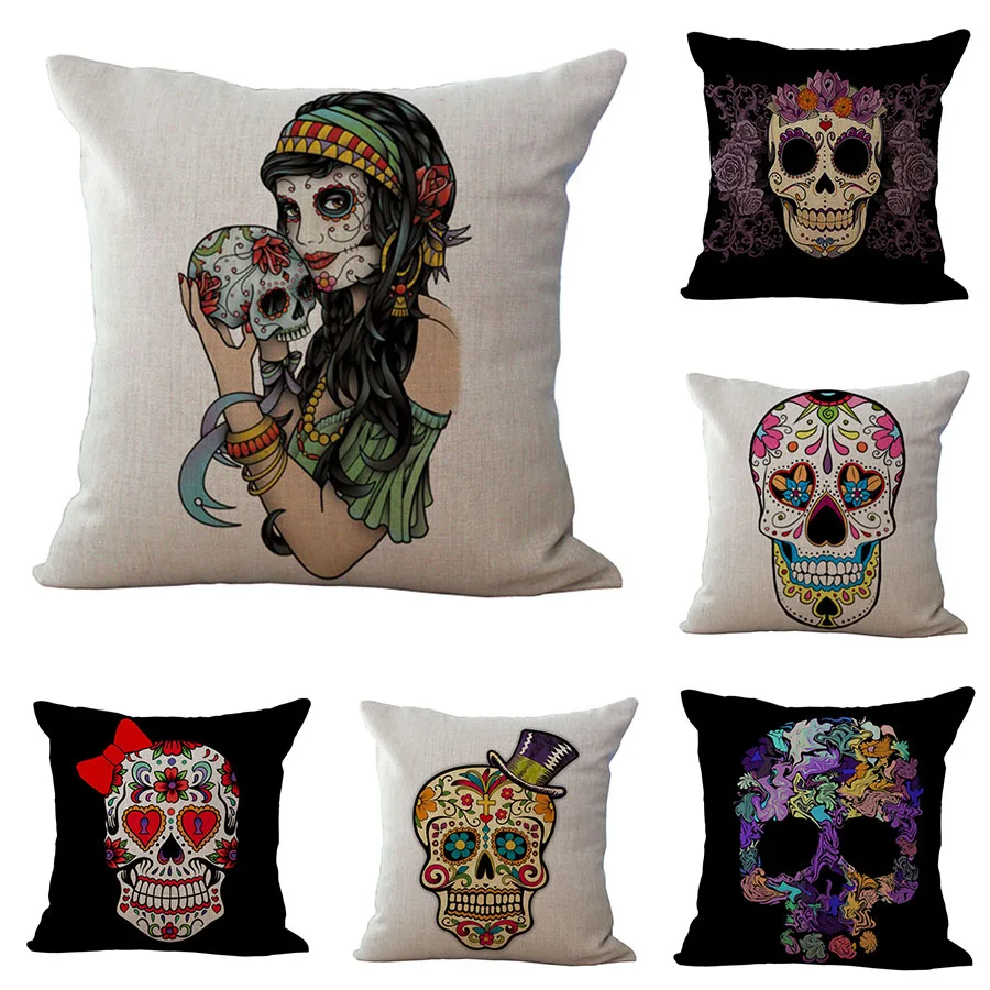

Pillowcase Retro Skull cushion cover 45*45 sofa cushions Pillow cases Polyester home decor pillow covers kd-0006