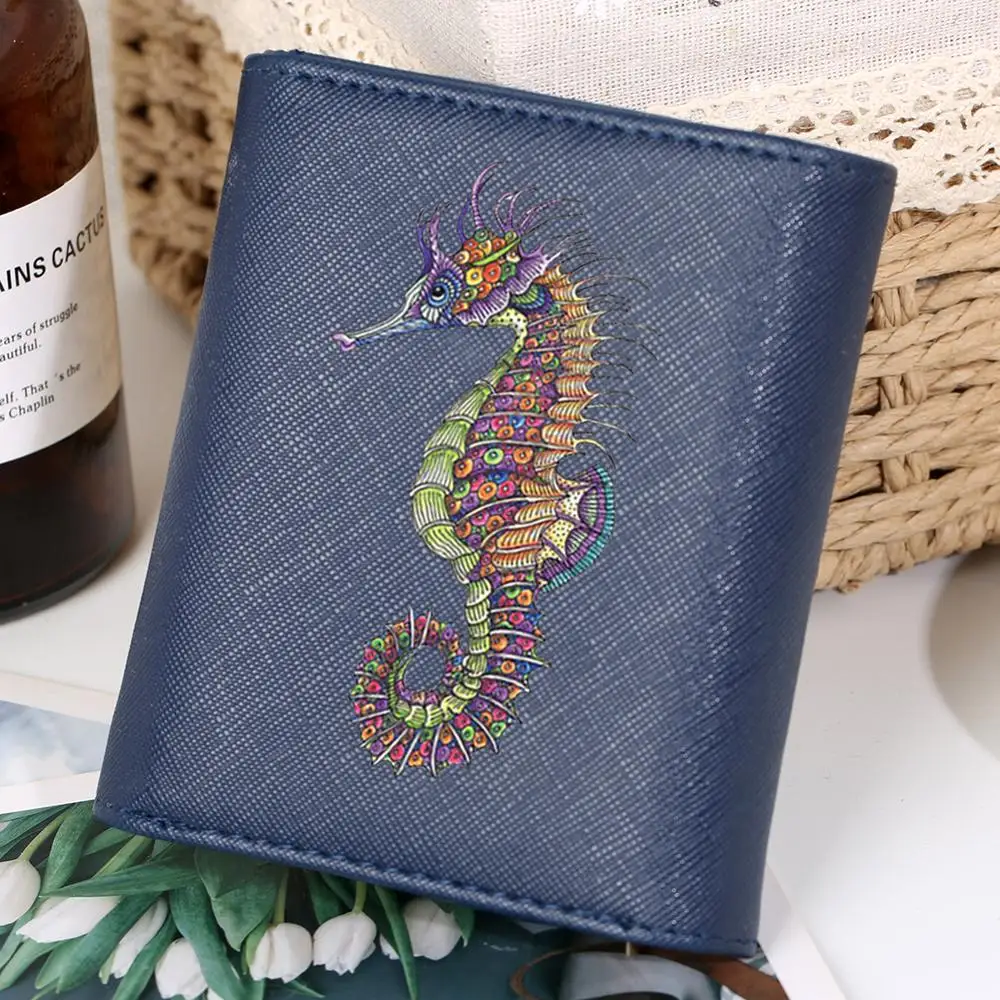

Creative Seahorse Women's Wallet Purse Short Folding Purses for Ladies Made Of Natural Leather Female portfel damski