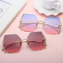 2021 Fashion Women Sunglasses mMtal irregular Glasses Gold Frame Trend Color Changing Sunglasses