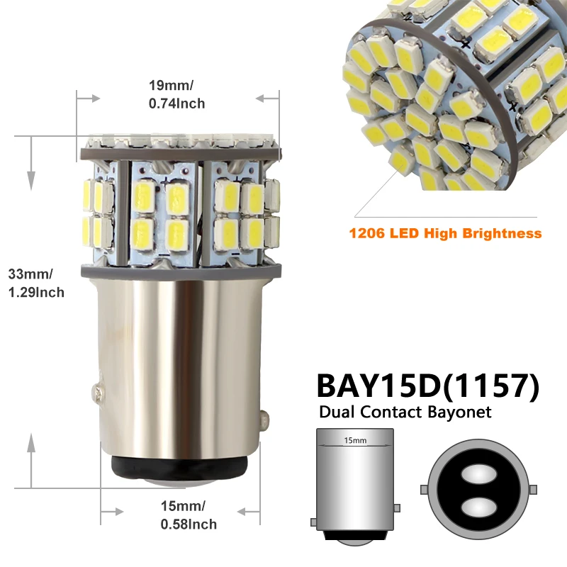 10 шт. BA15S 1156 P21W 1157 BAY15D 1206 50SMD Светодиодные Автомобильные стоп сигналы сигнал